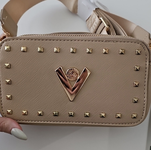 NWT Valentino Orlandi Taupe Studded Crossbody Bag - Picture 4 of 8